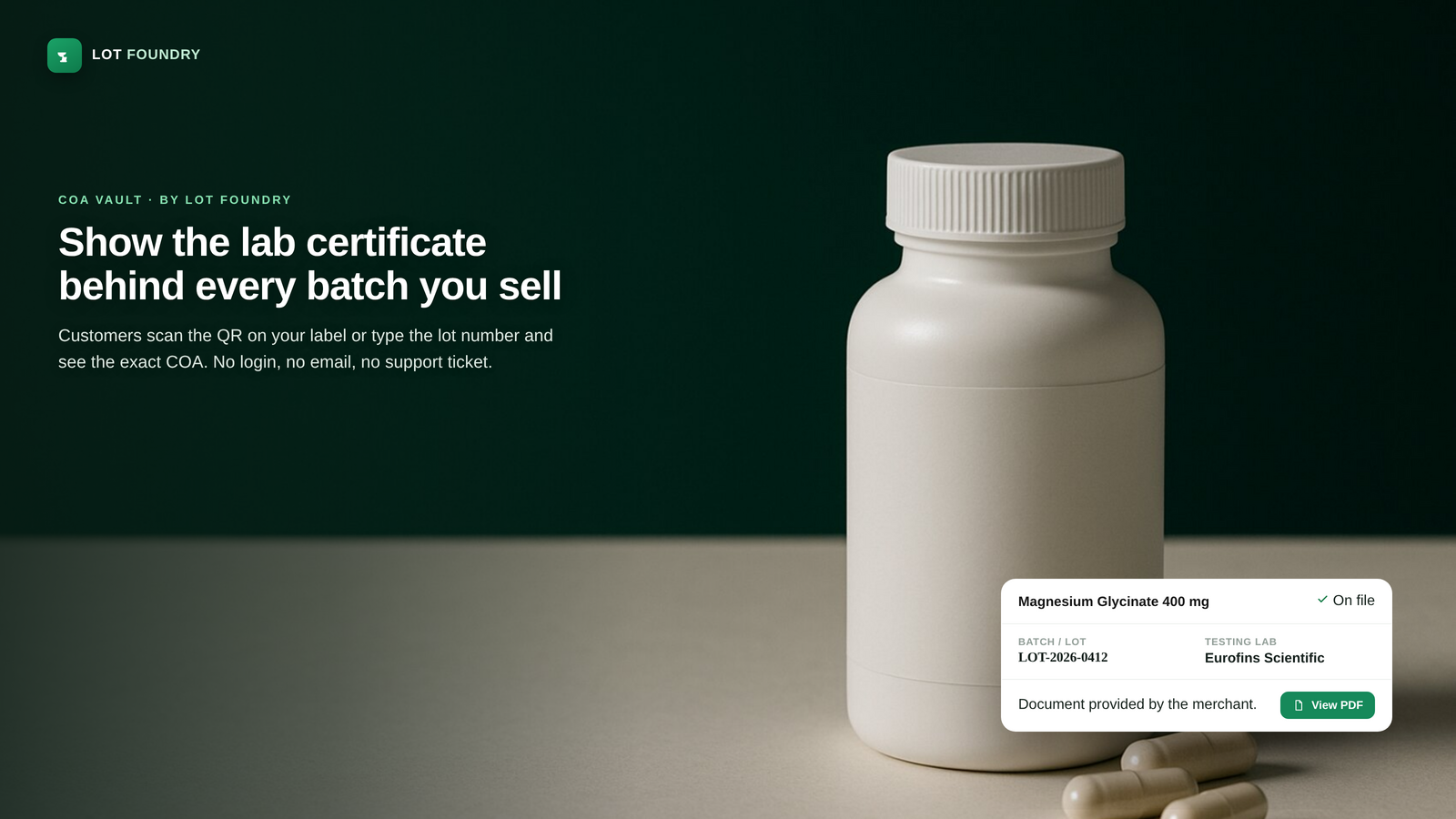 A customer checking a batch's lab certificate before they buy